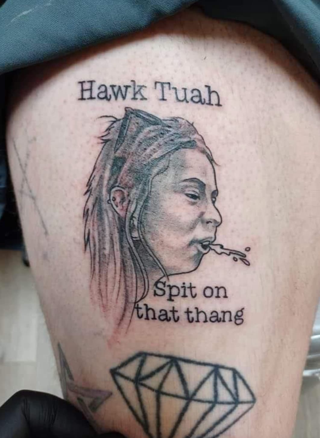 hawk tuah girl tattoo - Hawk Tuah Spit on that thang